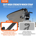 VEVOR Hand Winch, 2000 lbs Pulling Capacity, Boat Trailer Winch Heavy Duty Rope Crank with 23 ft Polyester Strap and Two-Way Ratchet, Manual Operated Hand Crank Winch for Trailer, Boat or ATV Towing