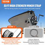 VEVOR Hand Winch, 362.9 kg Pulling Capacity, Boat Trailer Winch Heavy Duty Rope Crank with 1005.8 cm Steel Wire Cable and Two-Way Ratchet, Manual Operated Hand Crank Winch for Trailer, Boat or ATV Towing
