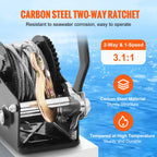 VEVOR Hand Winch, 362.9 kg Pulling Capacity, Boat Trailer Winch Heavy Duty Rope Crank with 1005.8 cm Steel Wire Cable and Two-Way Ratchet, Manual Operated Hand Crank Winch for Trailer, Boat or ATV Towing
