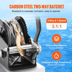 VEVOR Hand Winch, 362.9 kg Pulling Capacity, Boat Trailer Winch Heavy Duty Rope Crank with 1005.8 cm Steel Wire Cable and Two-Way Ratchet, Manual Operated Hand Crank Winch for Trailer, Boat or ATV Towing