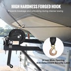 VEVOR Hand Winch, 544.3 kg Pulling Capacity, Boat Trailer Winch Heavy Duty Rope Crank with 701 cm Polyester Strap and Two-Way Ratchet, Manual Operated Hand Crank Winch for Trailer, Boat or ATV Towing