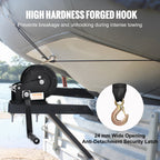 VEVOR Hand Winch, 725.7 kg Pulling Capacity, Boat Trailer Winch Heavy Duty Rope Crank with 1005.8 cmPolyester Strap and Two-Way Ratchet, Manual Operated Hand Crank Winch for Trailer, Boat or ATV Towing