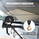 VEVOR Hand Winch, 725.7 kg Pulling Capacity, Boat Trailer Winch Heavy Duty Rope Crank with 1005.8 cmPolyester Strap and Two-Way Ratchet, Manual Operated Hand Crank Winch for Trailer, Boat or ATV Towing