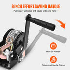 VEVOR Hand Winch, 362.9 kg Pulling Capacity, Boat Trailer Winch Heavy Duty Rope Crank with 1005.8 cm Steel Wire Cable and Two-Way Ratchet, Manual Operated Hand Crank Winch for Trailer, Boat or ATV Towing
