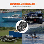 VEVOR Hand Winch, 725.7 kg Pulling Capacity, Boat Trailer Winch Heavy Duty Rope Crank with 1005.8 cmPolyester Strap and Two-Way Ratchet, Manual Operated Hand Crank Winch for Trailer, Boat or ATV Towing