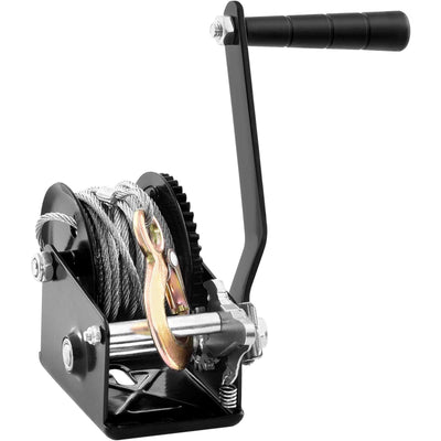 VEVOR Hand Winch, 362.9 kg Pulling Capacity, Boat Trailer Winch Heavy Duty Rope Crank with 1005.8 cm Steel Wire Cable and Two-Way Ratchet, Manual Operated Hand Crank Winch for Trailer, Boat or ATV Towing