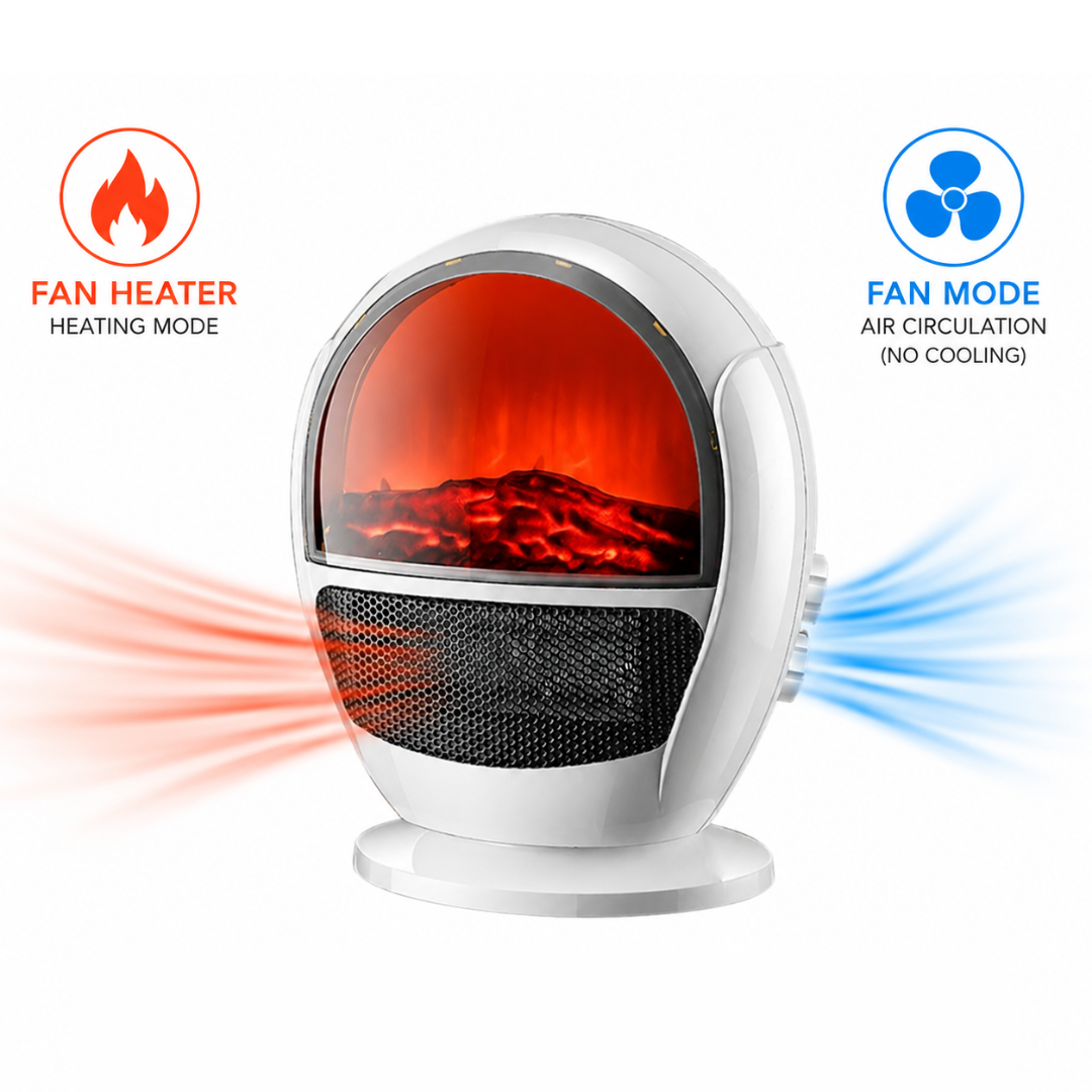 2-in-1 Ceramic Fan Heater with Fan Mode & Fireplace Effect, SKU: 6074