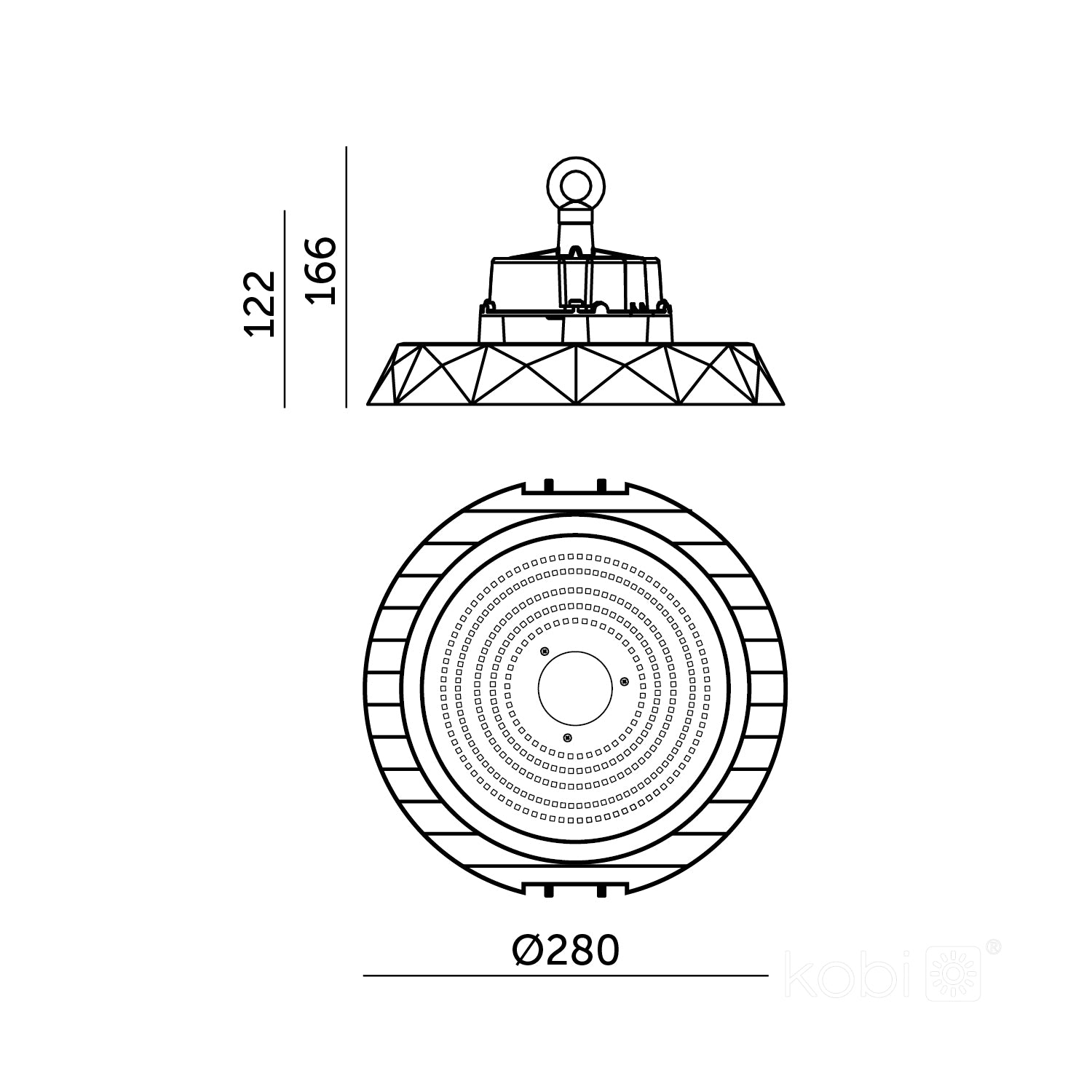 High Bay LED ANICA 100W 4000K IP65 90° Kobi Pro