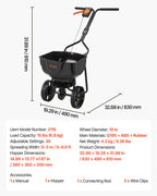 VEVOR Push Lawn Spreader, 3m Spreading Width, Broadcast Spreader with 59kg Load Capacity & 10 in All-Terrain Tires, Walk-Behind Garden & Lawn Broadcast Spreaders for Seed Fertilizer Weed Control