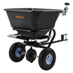 VEVOR Tow Behind Lawn Spreader, 3m Spreading Width, Garden & Lawn Spreader with Universal Hitch, 38.6kg Capacity & 10 in All-Terrain Tires, Seed Fertilizer Broadcast Spreader for ATVs UTVs
