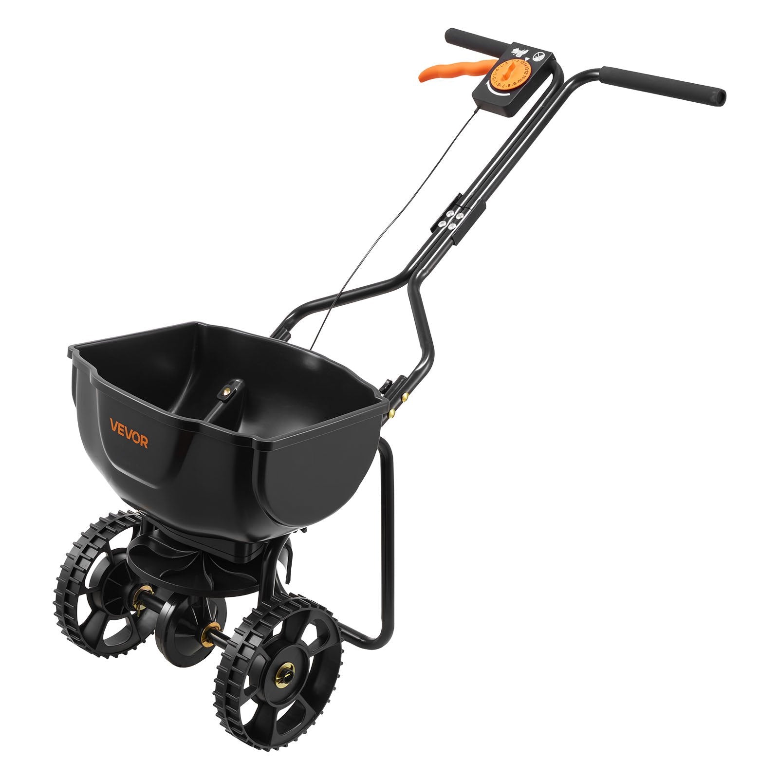 VEVOR Push Lawn Spreader, 3m Spreading Width, Broadcast Spreader with 59kg Load Capacity & 10 in All-Terrain Tires, Walk-Behind Garden & Lawn Broadcast Spreaders for Seed Fertilizer Weed Control