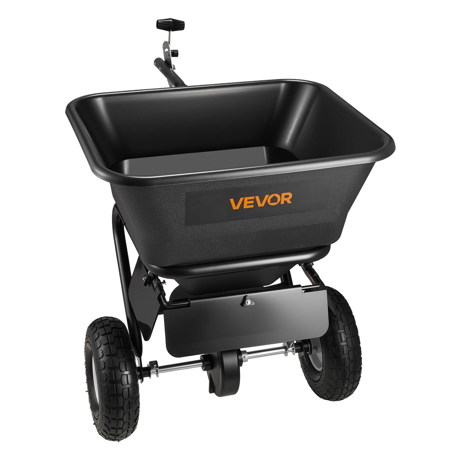 VEVOR Tow Behind Lawn Spreader, 3m Spreading Width, Garden & Lawn Spreader with Universal Hitch, 38.6kg Capacity & 10 in All-Terrain Tires, Seed Fertilizer Broadcast Spreader for ATVs UTVs