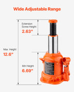 VEVOR Hydraulic Bottle Jack, 20 Ton/44092 lbs Welded Bottle Jack with 6.69''-12.6'' Lifting Range & 3-Section Long Handle, for Car, Pickup, Truck, RV, Auto Repair, Industrial Engineering