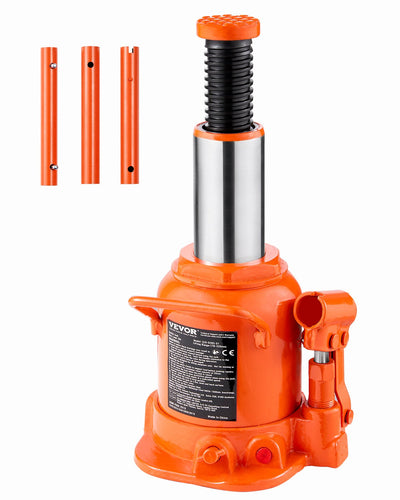 VEVOR Hydraulic Bottle Jack, 20 Ton/44092 lbs Welded Bottle Jack with 6.69''-12.6'' Lifting Range & 3-Section Long Handle, for Car, Pickup, Truck, RV, Auto Repair, Industrial Engineering