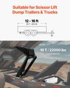 VEVOR Hydraulic Dump Lift Kit, 22,000 lb/10 T Dump Trailer Hydraulic Scissor Hoist Kit Standard Kit, Hydraulic Dump Bed Kit with 12V Hydraulic Pump Unit Suitable for Scissor Lift Dump Trailers Trucks