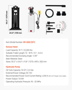 VEVOR Hydraulic Dump Lift Kit, 22,000 lb/10 T Dump Trailer Hydraulic Scissor Hoist Kit Standard Kit, Hydraulic Dump Bed Kit with 12V Hydraulic Pump Unit Suitable for Scissor Lift Dump Trailers Trucks