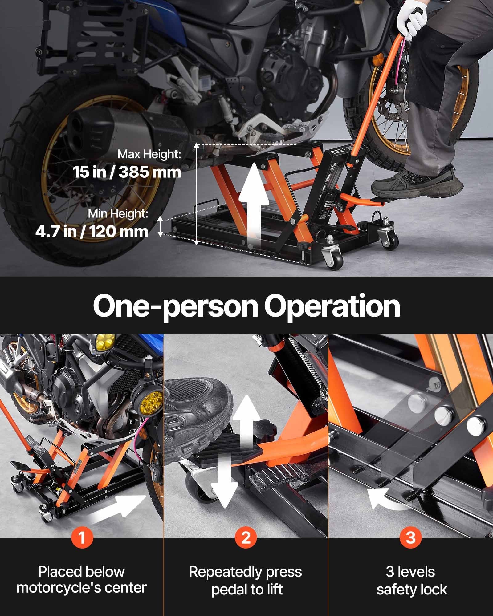 VEVOR Motorcycle Hydraulic Pump Jack 680.4 kg ATV Dirt Bike Stand