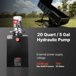 VEVOR 20 L Hydraulic Power Unit, Double Acting Dump Trailer Pump, 22 MPa Max Relief Pressure & 3.4 L/min Flow Rate, DC 12V Hydraulic Pump with Metal Reservoir for Dump Trailer Car Lifting