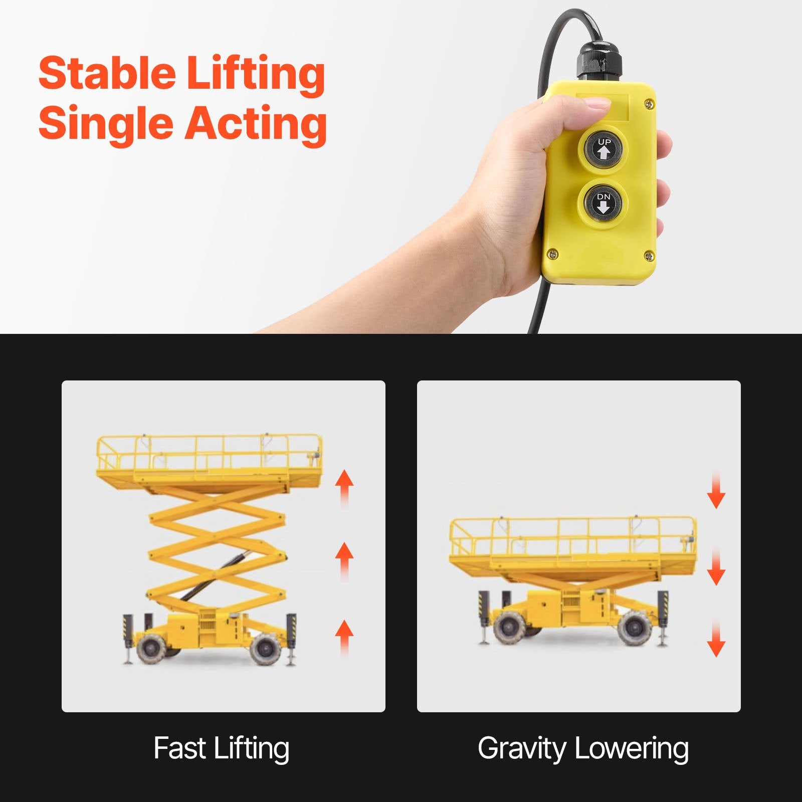 VEVOR 7 L Hydraulic Power Unit, Single Acting Dump Trailer Pump, 22 MPa Max Relief Pressure & 3.4 L/min Flow Rate, DC 12V Hydraulic Pump with Metal Reservoir for Dump Trailer Car Lifting