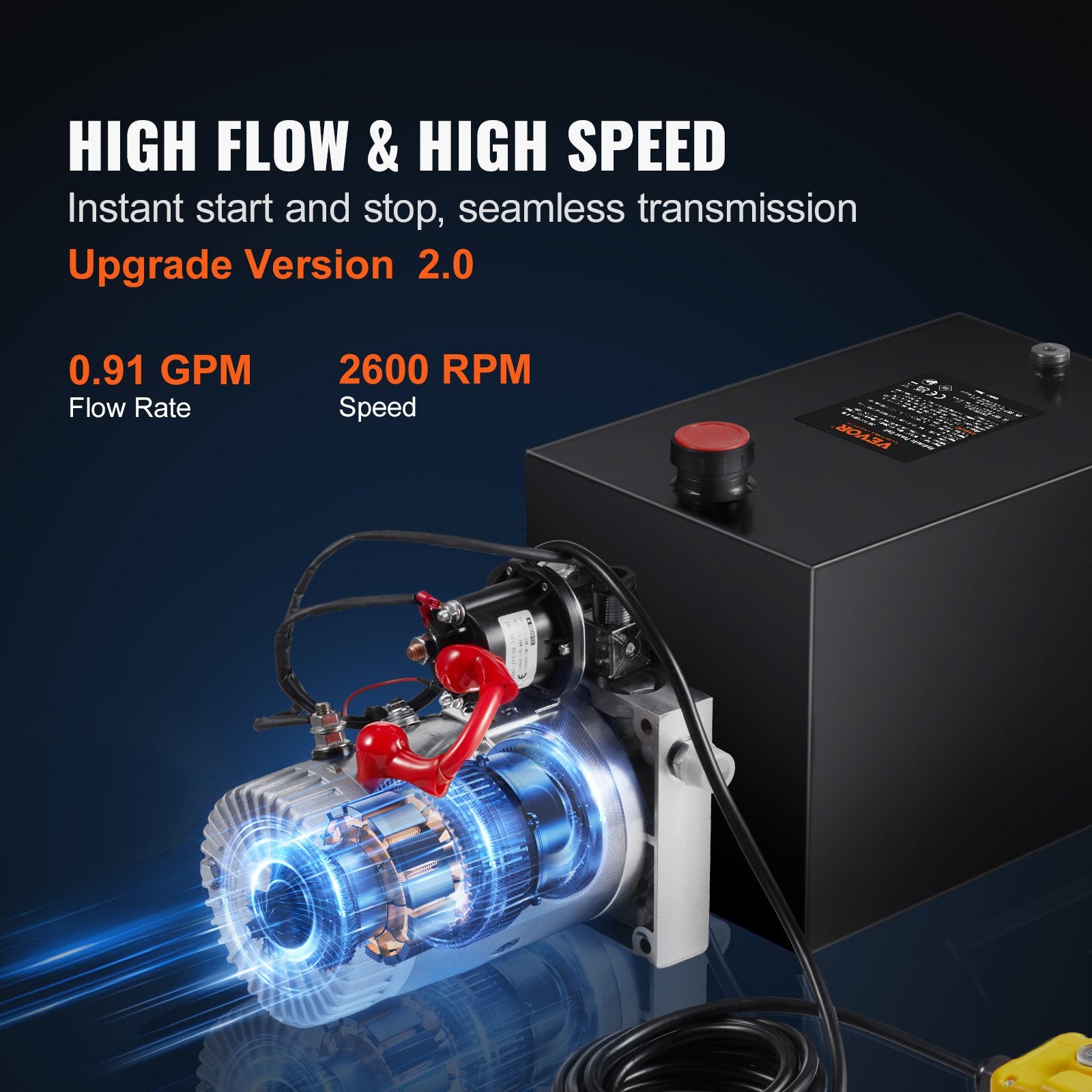 VEVOR Hydraulic Pump 8 Quart/7.6 L Single Acting Dump Trailer Pump Power Unit DC 12V