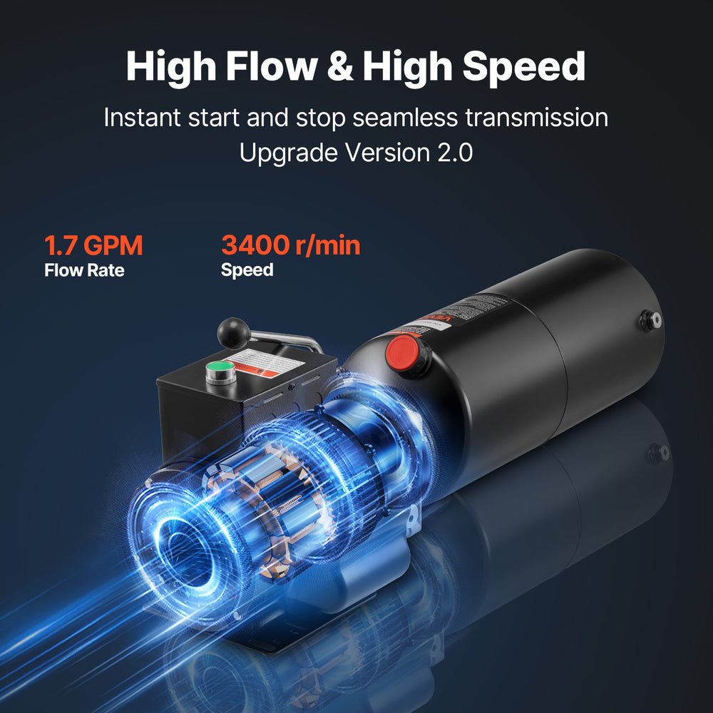 VEVOR Hydraulic Pump Power Unit, AC 220V, 10 Quart Single Acting Hydraulic Unit, 6.3 L/min Oil Flow, Max Discharge Pressure 22 MPa for Dump Truck, Auto Repair Garage, Car Lifting Platforms, Black