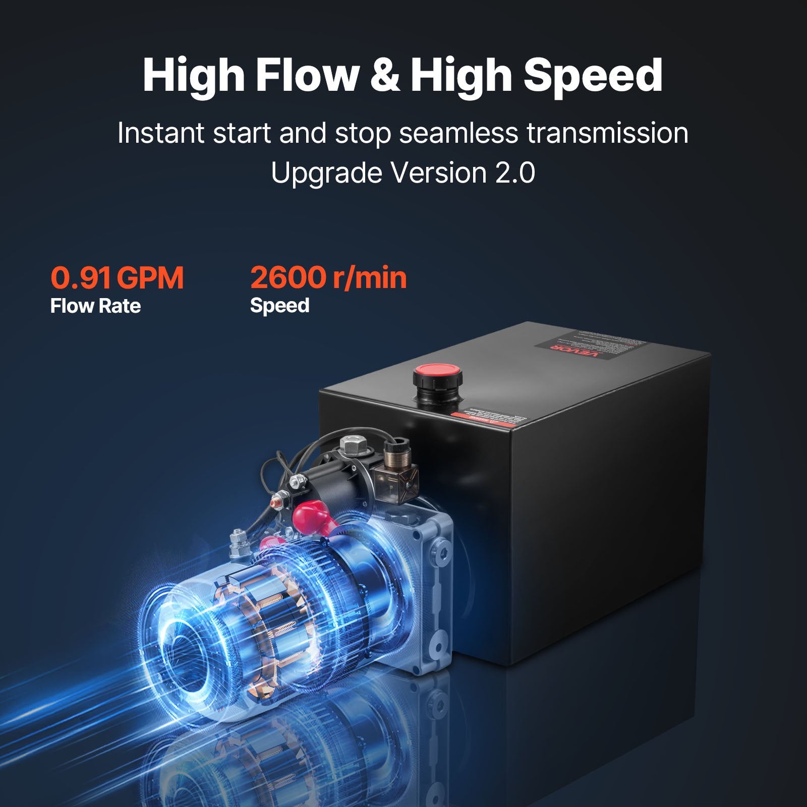 VEVOR 10 L Hydraulic Power Unit, Single Acting Dump Trailer Pump, 22 MPa Max Relief Pressure & 3.4 L/min Flow Rate, DC 12V Hydraulic Pump with Metal Reservoir for Dump Trailer Car Lifting