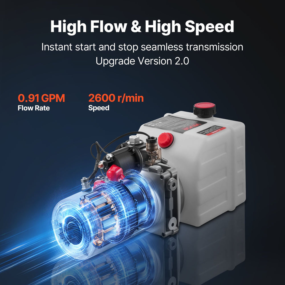 VEVOR 4 L Hydraulic Power Unit, Single Acting Dump Trailer Pump, 22 MPa Max Relief Pressure & 3.4 L/min Flow Rate, DC 12V Hydraulic Pump with Metal Reservoir for Dump Trailer Car Lifting