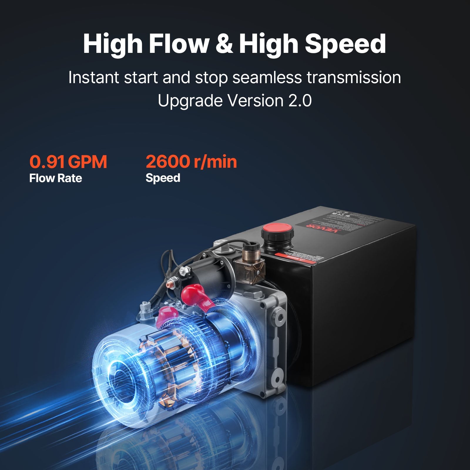 VEVOR 6 L Hydraulic Power Unit, Single Acting Dump Trailer Pump, 22 MPa Max Relief Pressure & 3.4 L/min Flow Rate, DC 12V Hydraulic Pump with Metal Reservoir for Dump Trailer Car Lifting, Black