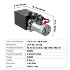 VEVOR 6 L Hydraulic Power Unit, Single Acting Dump Trailer Pump, 22 MPa Max Relief Pressure & 3.4 L/min Flow Rate, DC 12V Hydraulic Pump with Metal Reservoir for Dump Trailer Car Lifting, Black