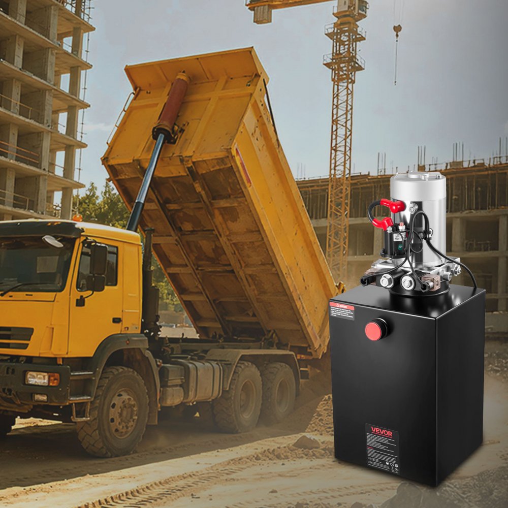 VEVOR 20 L Hydraulic Power Unit, Double Acting Dump Trailer Pump, 22 MPa Max Relief Pressure & 3.4 L/min Flow Rate, DC 12V Hydraulic Pump with Metal Reservoir for Dump Trailer Car Lifting