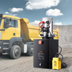 VEVOR Hydraulic Pump, 12 Quart Hydraulic Power Unit, Single Acting Dump Trailer Pump, 0.91 GPM Flow Rate, 3200 PSI Max Relief Pressure, DC 12V Hydraulic Pump for Dump Trailer Car Lifting