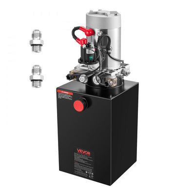 VEVOR 12 L Hydraulic Power Unit, Double Acting Dump Trailer Pump, 22 MPa Max Relief Pressure & 3.4 L/min Flow Rate, DC 12V Hydraulic Pump with Metal Reservoir for Dump Trailer Car Lifting