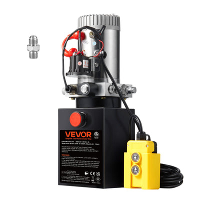 VEVOR Hydraulic Pump 4 Quart/3.8 L Single Acting Dump Trailer Pump Power Unit DC 12V