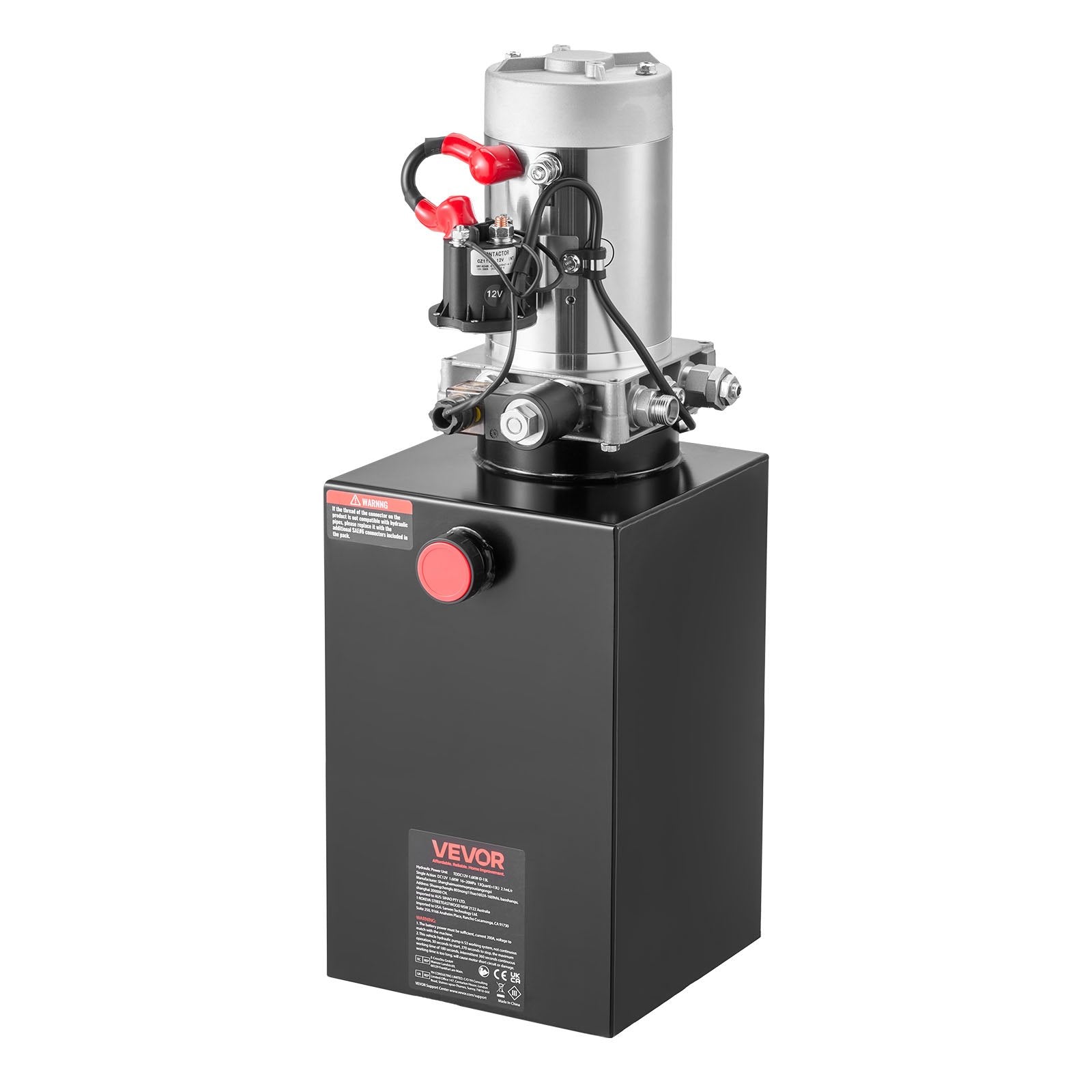 VEVOR 15 L Hydraulic Power Unit, Single Acting Dump Trailer Pump, 22 MPa Max Relief Pressure & 3.4 L/min Flow Rate, DC 12V Hydraulic Pump with Metal Reservoir for Dump Trailer Car Lifting