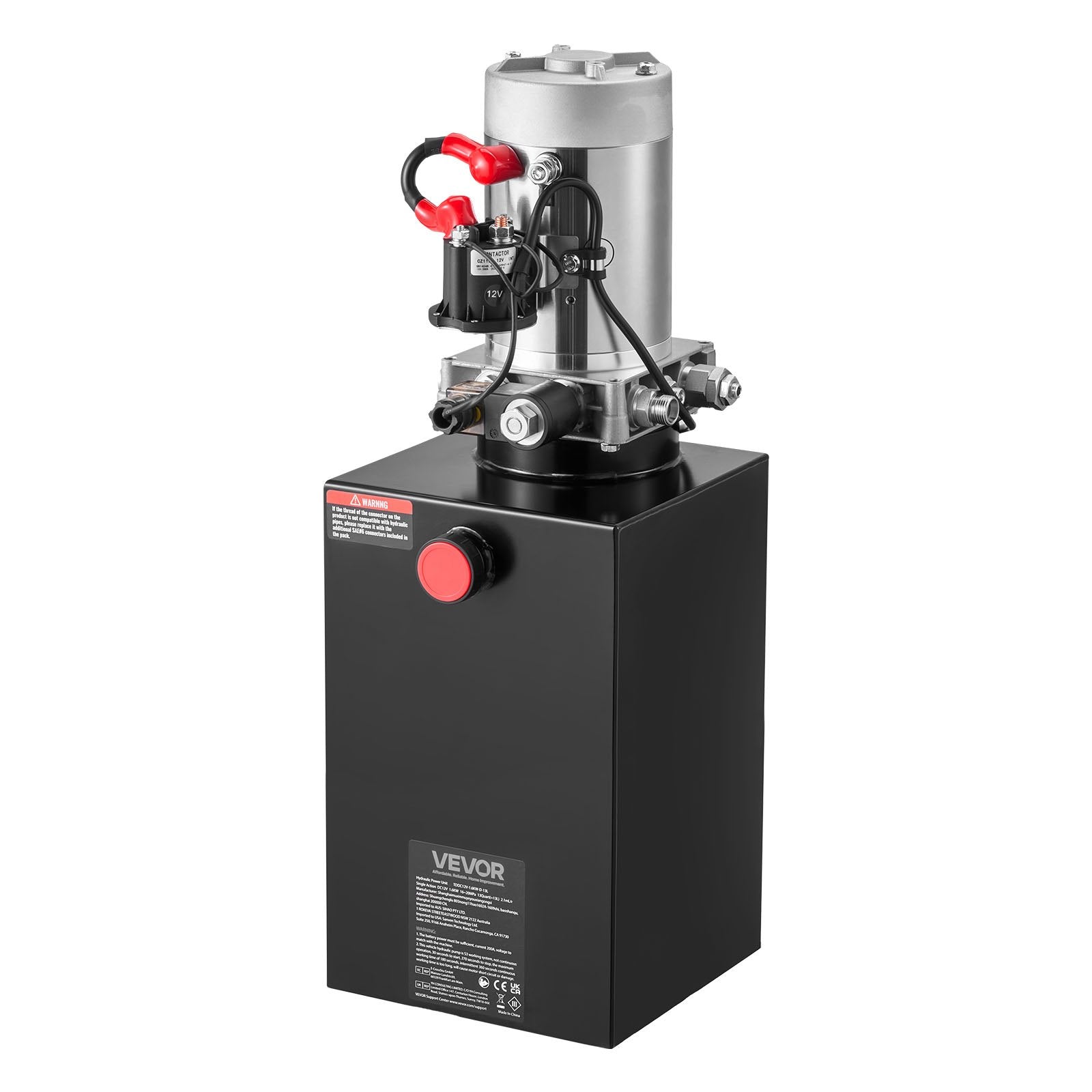 VEVOR 10 L Hydraulic Power Unit, Single Acting Dump Trailer Pump, 22 MPa Max Relief Pressure & 3.4 L/min Flow Rate, DC 12V Hydraulic Pump with Metal Reservoir for Dump Trailer Car Lifting