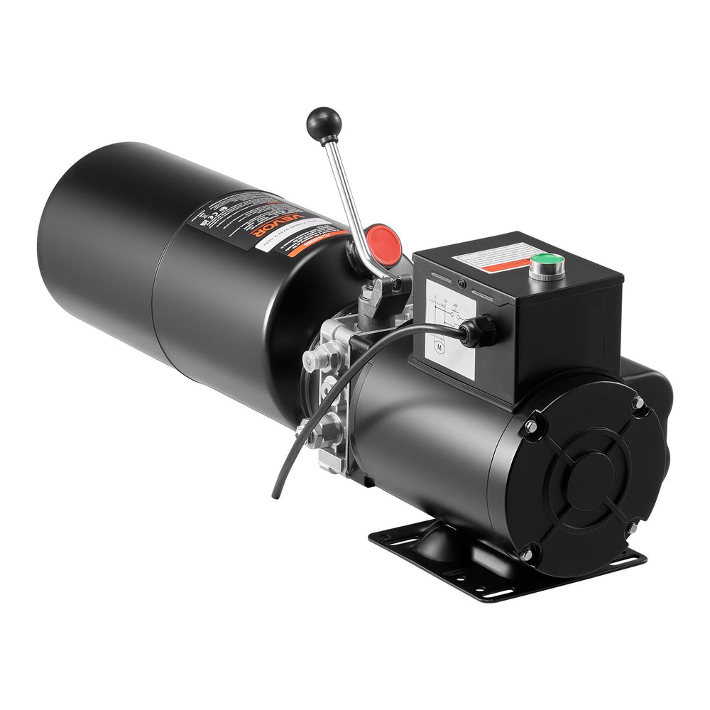 VEVOR Hydraulic Pump Power Unit, AC 220V, 10 Quart Single Acting Hydraulic Unit, 6.3 L/min Oil Flow, Max Discharge Pressure 22 MPa for Dump Truck, Auto Repair Garage, Car Lifting Platforms, Black