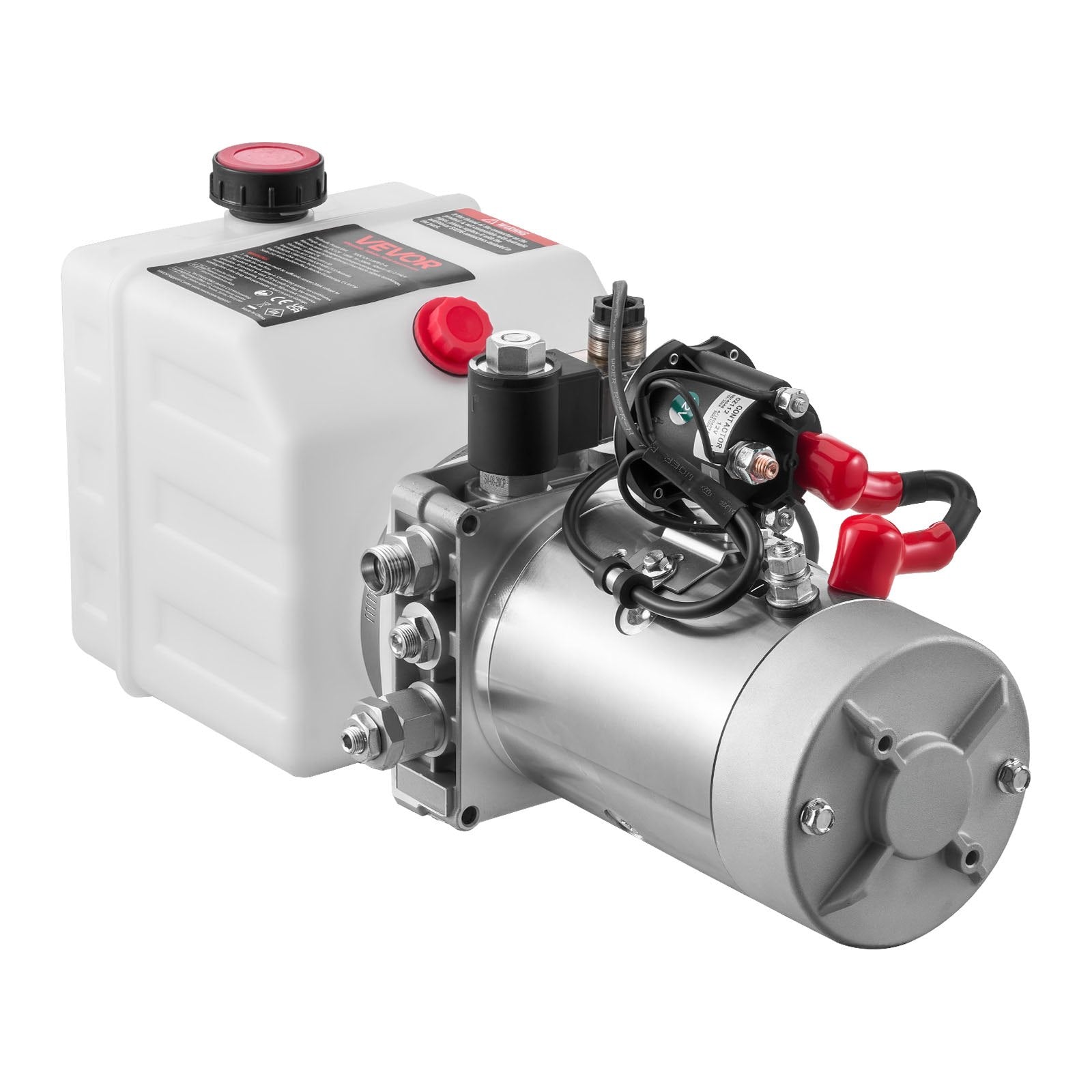 VEVOR 4 L Hydraulic Power Unit, Single Acting Dump Trailer Pump, 22 MPa Max Relief Pressure & 3.4 L/min Flow Rate, DC 12V Hydraulic Pump with Metal Reservoir for Dump Trailer Car Lifting