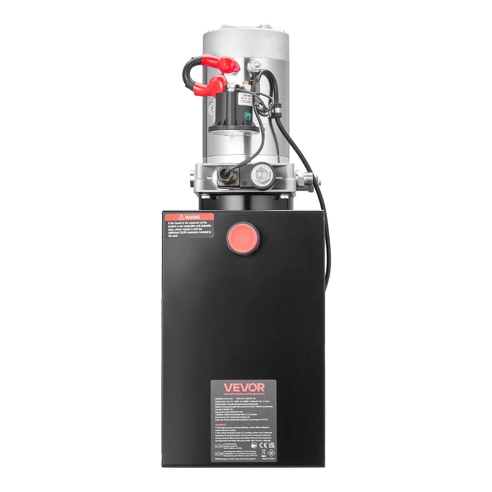VEVOR 15 L Hydraulic Power Unit, Single Acting Dump Trailer Pump, 22 MPa Max Relief Pressure & 3.4 L/min Flow Rate, DC 12V Hydraulic Pump with Metal Reservoir for Dump Trailer Car Lifting