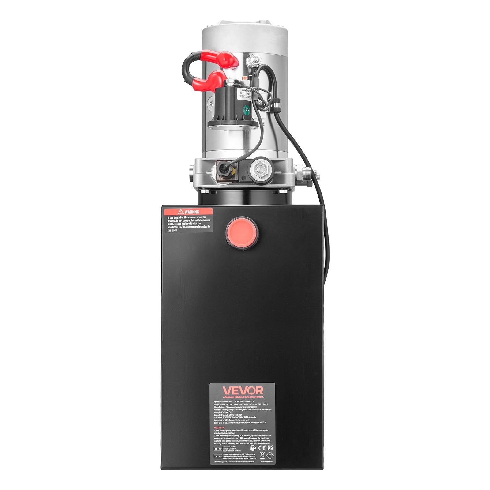 VEVOR 10 L Hydraulic Power Unit, Single Acting Dump Trailer Pump, 22 MPa Max Relief Pressure & 3.4 L/min Flow Rate, DC 12V Hydraulic Pump with Metal Reservoir for Dump Trailer Car Lifting