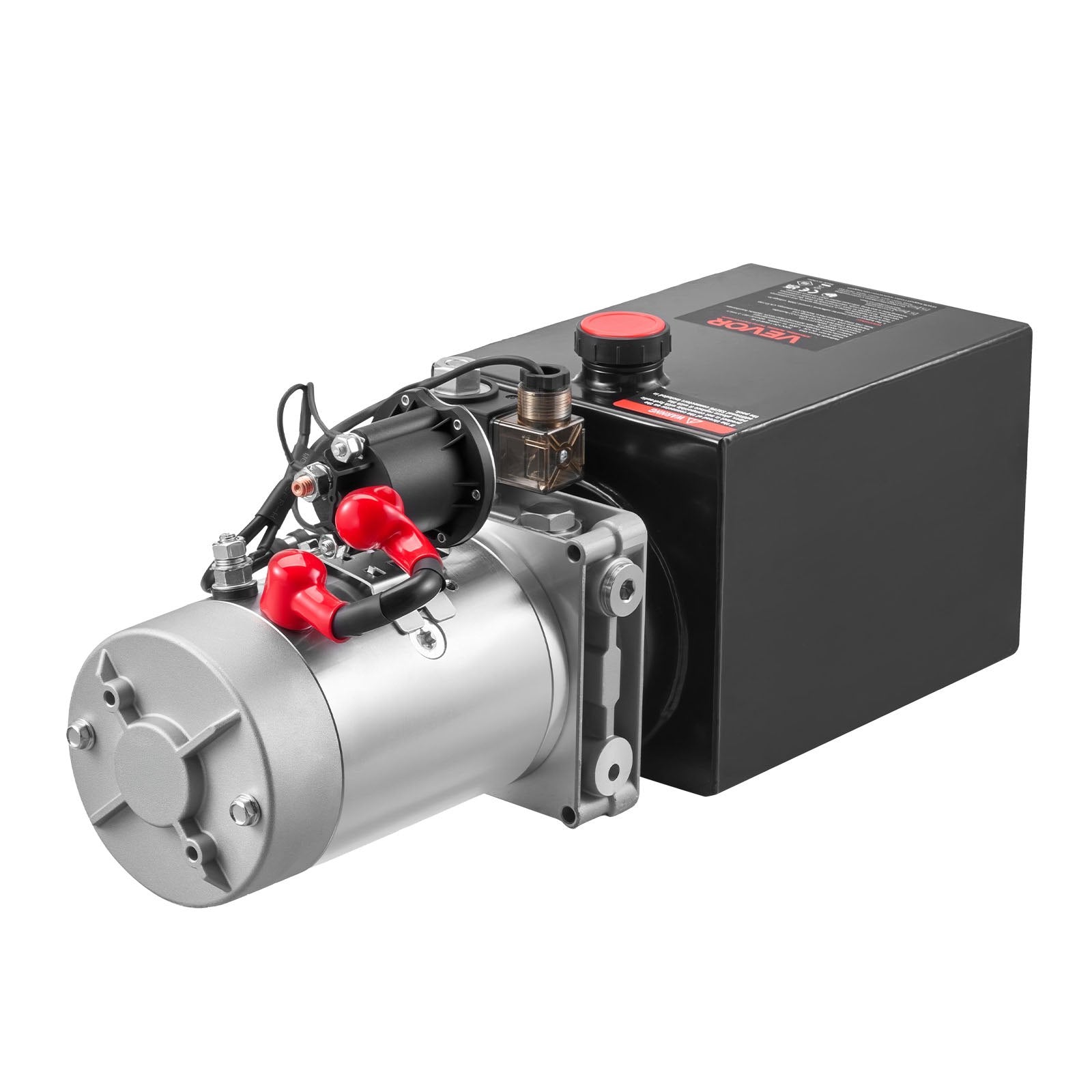 VEVOR 6 L Hydraulic Power Unit, Single Acting Dump Trailer Pump, 22 MPa Max Relief Pressure & 3.4 L/min Flow Rate, DC 12V Hydraulic Pump with Metal Reservoir for Dump Trailer Car Lifting, Black
