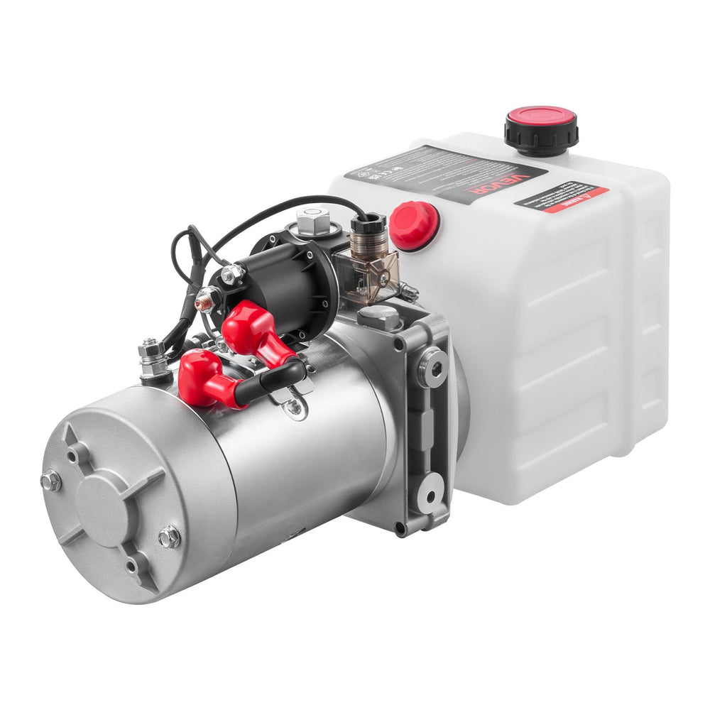 VEVOR 4 L Hydraulic Power Unit, Single Acting Dump Trailer Pump, 22 MPa Max Relief Pressure & 3.4 L/min Flow Rate, DC 12V Hydraulic Pump with Metal Reservoir for Dump Trailer Car Lifting