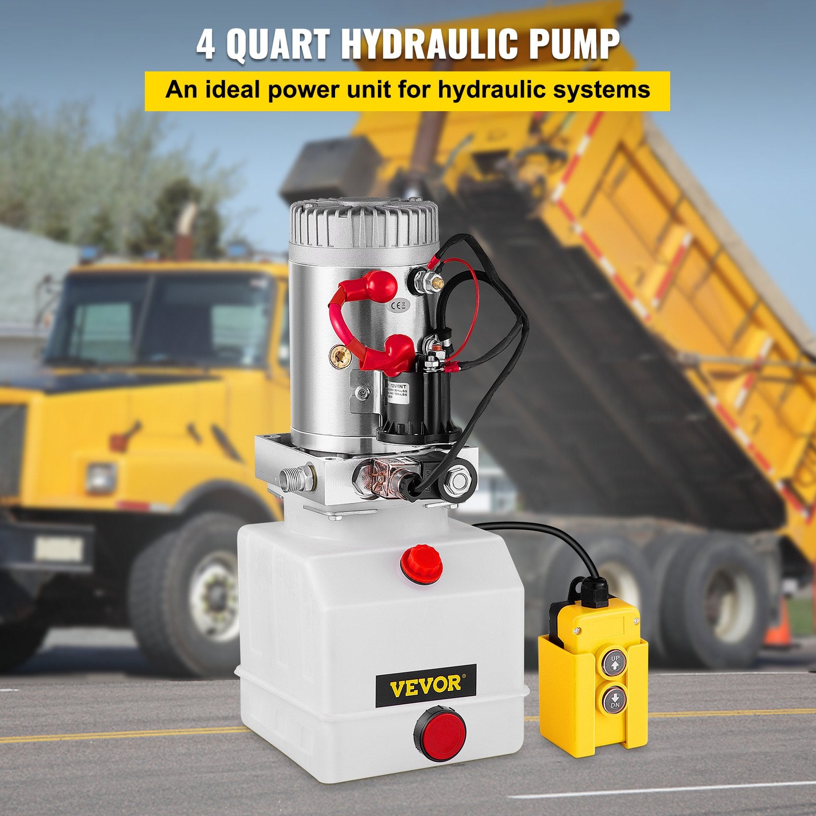 VEVOR 3.8 L Single Acting Hydraulic Pump Dump Trailer Lifting Remote Crane