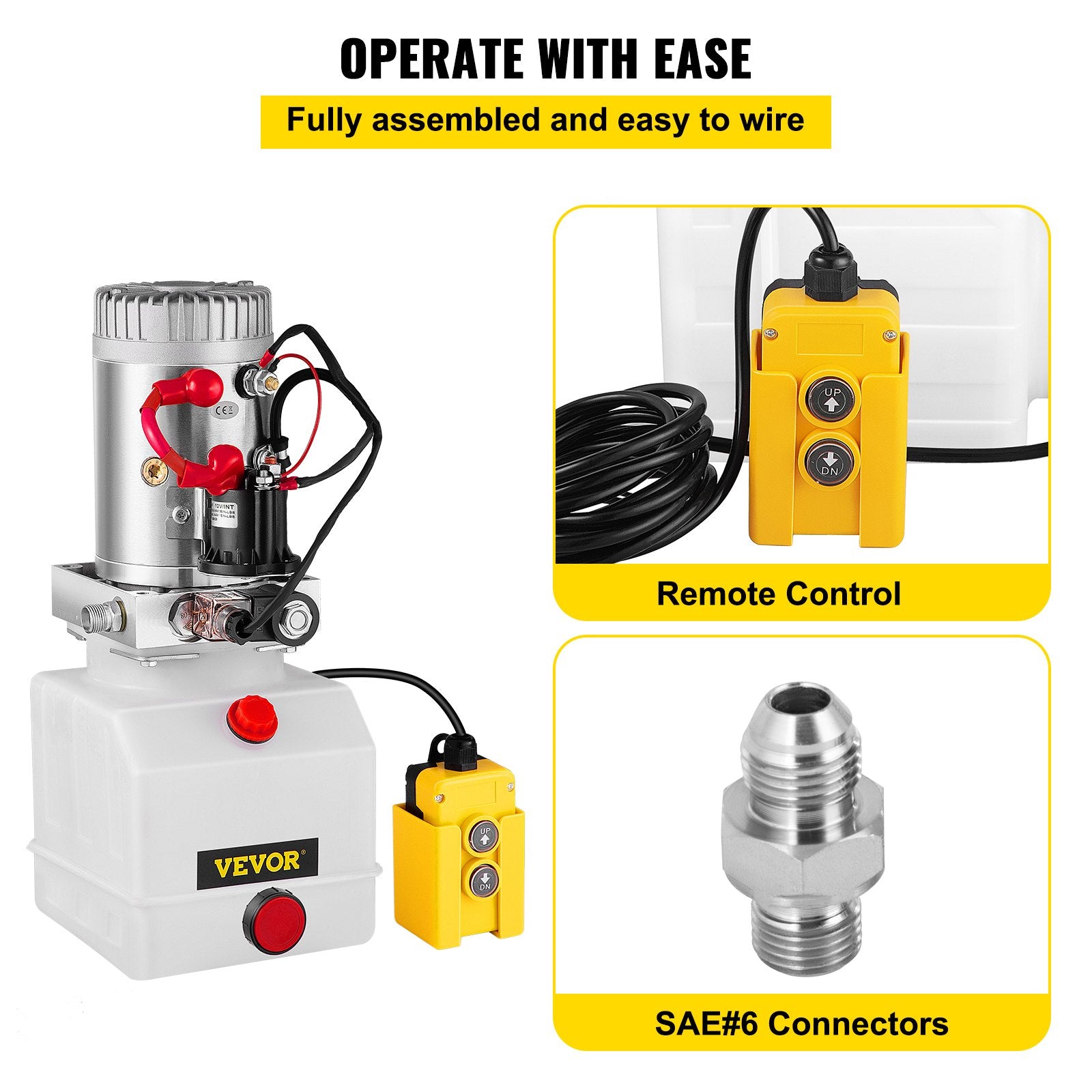 VEVOR 3.8 L Single Acting Hydraulic Pump Dump Trailer Lifting Remote Crane