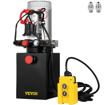 VEVOR Hydraulic Pump Double Acting Hydraulic Power Unit 4L Steel Tank Hydraulic Pump Power Unit 12V DC for Dump Trailer Car Lifting