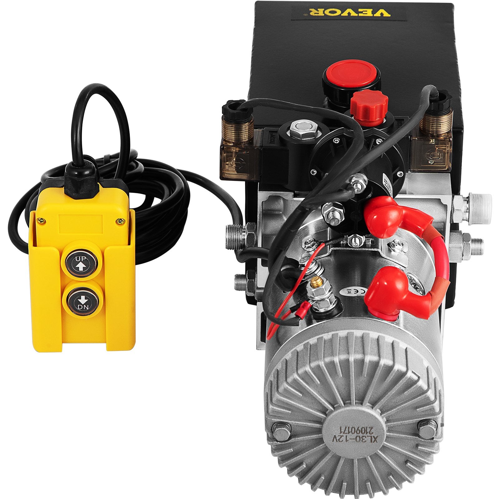 VEVOR Hydraulic Pump Double Acting Hydraulic Power Unit 4L Steel Tank Hydraulic Pump Power Unit 12V DC for Dump Trailer Car Lifting