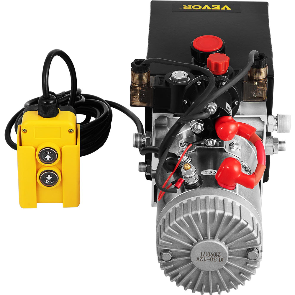 VEVOR Hydraulic Pump Double Acting Hydraulic Power Unit 4L Steel Tank Hydraulic Pump Power Unit 12V DC for Dump Trailer Car Lifting