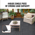 VEVOR Interlocking Deck Tiles, 10 Pack, 12"x12" 10 sq. ft Plastic Waterproof Outdoor Flooring All Weather Use, Patio Floor Decking Covering Tiles for Porch Poolside Balcony Backyard, Dark Grey