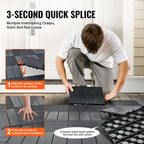 VEVOR Interlocking Deck Tiles, 10 Pack, 12"x12" 10 sq. ft Plastic Waterproof Outdoor Flooring All Weather Use, Patio Floor Decking Covering Tiles for Porch Poolside Balcony Backyard, Dark Grey