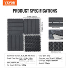 VEVOR Interlocking Deck Tiles, 10 Pack, 12"x12" 10 sq. ft Plastic Waterproof Outdoor Flooring All Weather Use, Patio Floor Decking Covering Tiles for Porch Poolside Balcony Backyard, Dark Grey