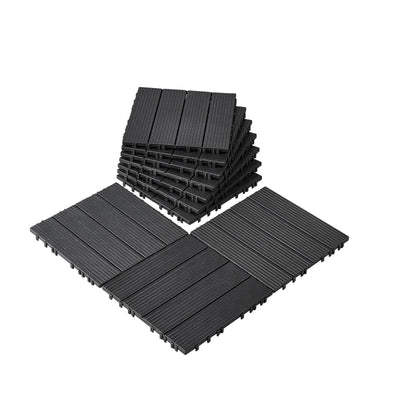 VEVOR Interlocking Deck Tiles, 10 Pack, 12"x12" 10 sq. ft Plastic Waterproof Outdoor Flooring All Weather Use, Patio Floor Decking Covering Tiles for Porch Poolside Balcony Backyard, Dark Grey